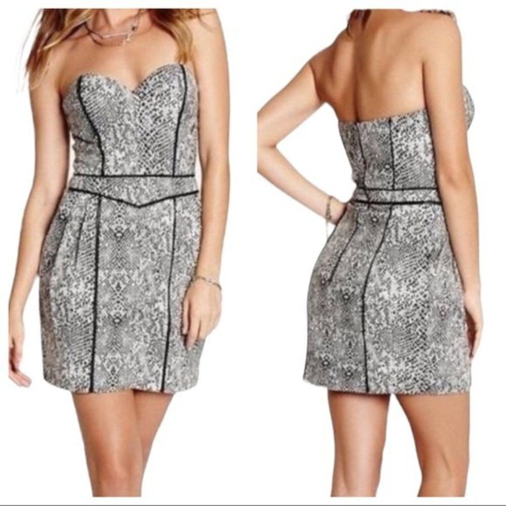 Guess Snakeskin Strapless Corset Top Style Mini Dress Size 4